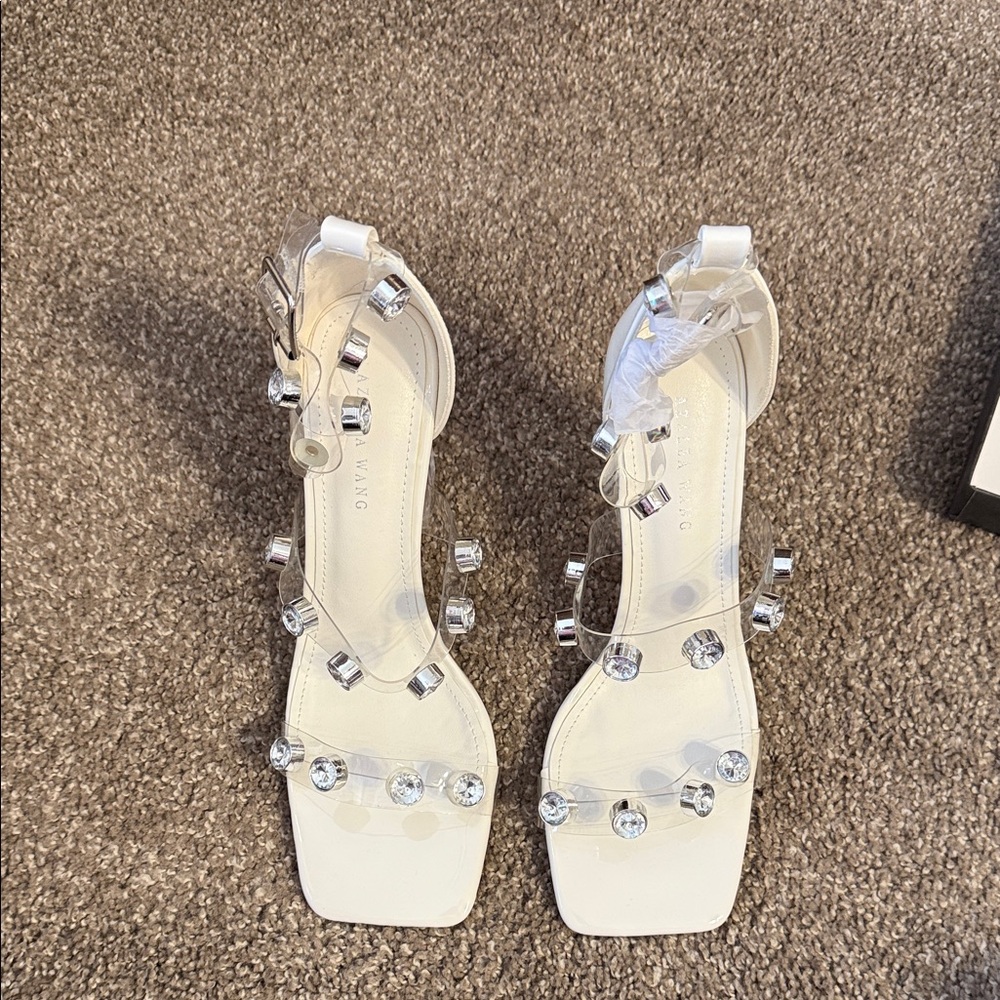 Chic White Heels with Crystal Embellishments